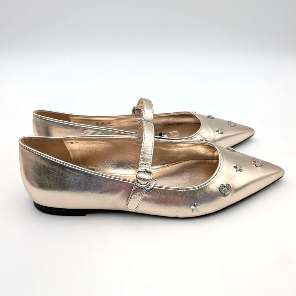 Karl Lagerfeld Paris Veyda Mary Jane Flat Women's White Gold Size US9M EU40 - Picture 3 of 11